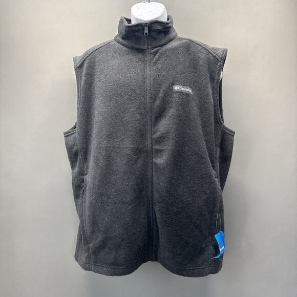 Columbia Vest Jacket Dark Gray Fleece Outdoors Hiking Lightweight Men’s L NEW - Picture 2 of 9